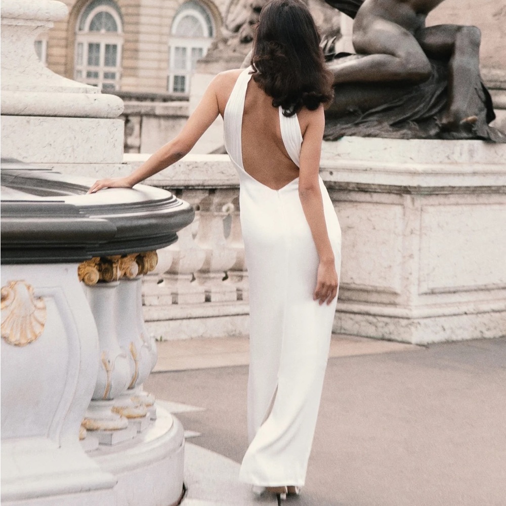 MESHKI CLAIRE Satin Maxi Dress - White S